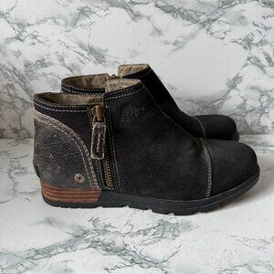 Sorel Women 7 Major Low Boot Ankle Black Nubuck Leather Bootie Everyday Casual